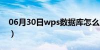 06月30日wps数据库怎么建立（wps数据库）