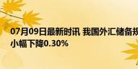 07月09日最新时讯 我国外汇储备规模为32224亿美元 6月小幅下降0.30%