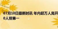 07月10日最新时讯 年内超万人离开证券业 中信证券减超800人排第一