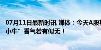 07月11日最新时讯 媒体：今天A股其实只有3个题材在涨 “小牛”香气若有似无！