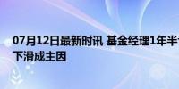 07月12日最新时讯 基金经理1年半亏40%降职为助理 业绩下滑成主因