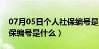 07月05日个人社保编号是什么东西（个人社保编号是什么）