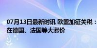 07月13日最新时讯 欧盟加征关税：中国产特斯拉Model 3在德国、法国等大涨价