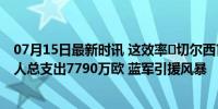 07月15日最新时讯 这效率️切尔西官宣韦加，今夏已连签5人总支出7790万欧 蓝军引援风暴