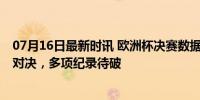 07月16日最新时讯 欧洲杯决赛数据前瞻 西班牙英格兰巅峰对决，多项纪录待破