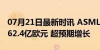 07月21日最新时讯 ASML第二季度净销售额62.4亿欧元 超预期增长