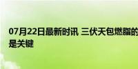 07月22日最新时讯 三伏天包燃脂的 减脂黄金期，科学应对是关键