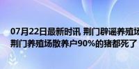 07月22日最新时讯 荆门辟谣养殖场受非洲猪瘟影响 谣言：荆门养殖场散养户90%的猪都死了？