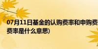 07月11日基金的认购费率和申购费率是什么意思(基金申购费率是什么意思)