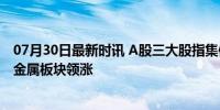 07月30日最新时讯 A股三大股指集体低开 沪指跌0.21% 贵金属板块领涨