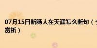 07月15日断肠人在天涯怎么断句（夕阳西下断肠人在天涯的赏析）