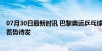 07月30日最新时讯 巴黎奥运乒乓球抽签时间公布 国乒精英蓄势待发