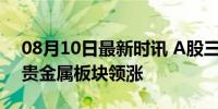 08月10日最新时讯 A股三大指数小幅高开，贵金属板块领涨