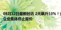 08月12日最新时讯 2天飙升53%！全球巨头工厂爆炸，国内企业集体停止报价