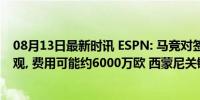 08月13日最新时讯 ESPN: 马竞对签下阿尔瓦雷斯越来越乐观, 费用可能约6000万欧 西蒙尼关键因素