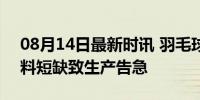 08月14日最新时讯 羽毛球为何到处缺货 原料短缺致生产告急