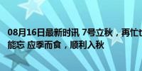 08月16日最新时讯 7号立秋，再忙也要“咬秋”，老传统不能忘 应季而食，顺利入秋