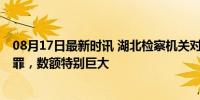 08月17日最新时讯 湖北检察机关对刘捍东提起公诉 涉嫌三罪，数额特别巨大