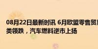 08月22日最新时讯 6月欧盟零售贸易额环比下降0.1% 食品类领跌，汽车燃料逆市上扬