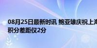 08月25日最新时讯 鲍亚雄庆祝上海德比获胜：未完待续，积分差距仅2分