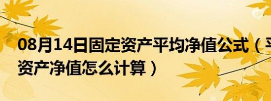 08月14日固定资产平均净值公式（平均固定资产净值怎么计算）