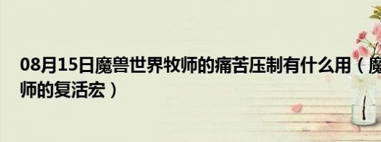 08月15日魔兽世界牧师的痛苦压制有什么用（魔兽世界 牧师的复活宏）