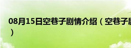 08月15日空巷子剧情介绍（空巷子剧情介绍）