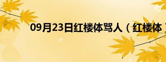 09月23日红楼体骂人（红楼体）