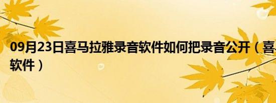 09月23日喜马拉雅录音软件如何把录音公开（喜马拉雅录音软件）