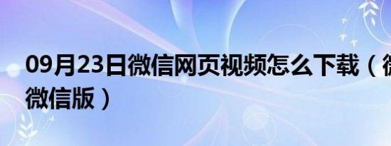 09月23日微信网页视频怎么下载（微信网页微信版）